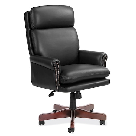 Officesource Lancaster Collection High Back Executive Swivel with Mahogany Frame 378VBK